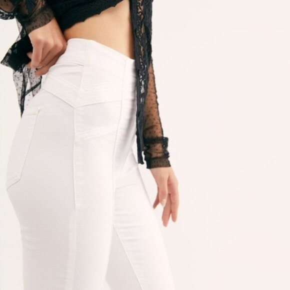 NWT Free People white stretchy cotton blend skinny jeans jeggings, 28 - Picture 3 of 9